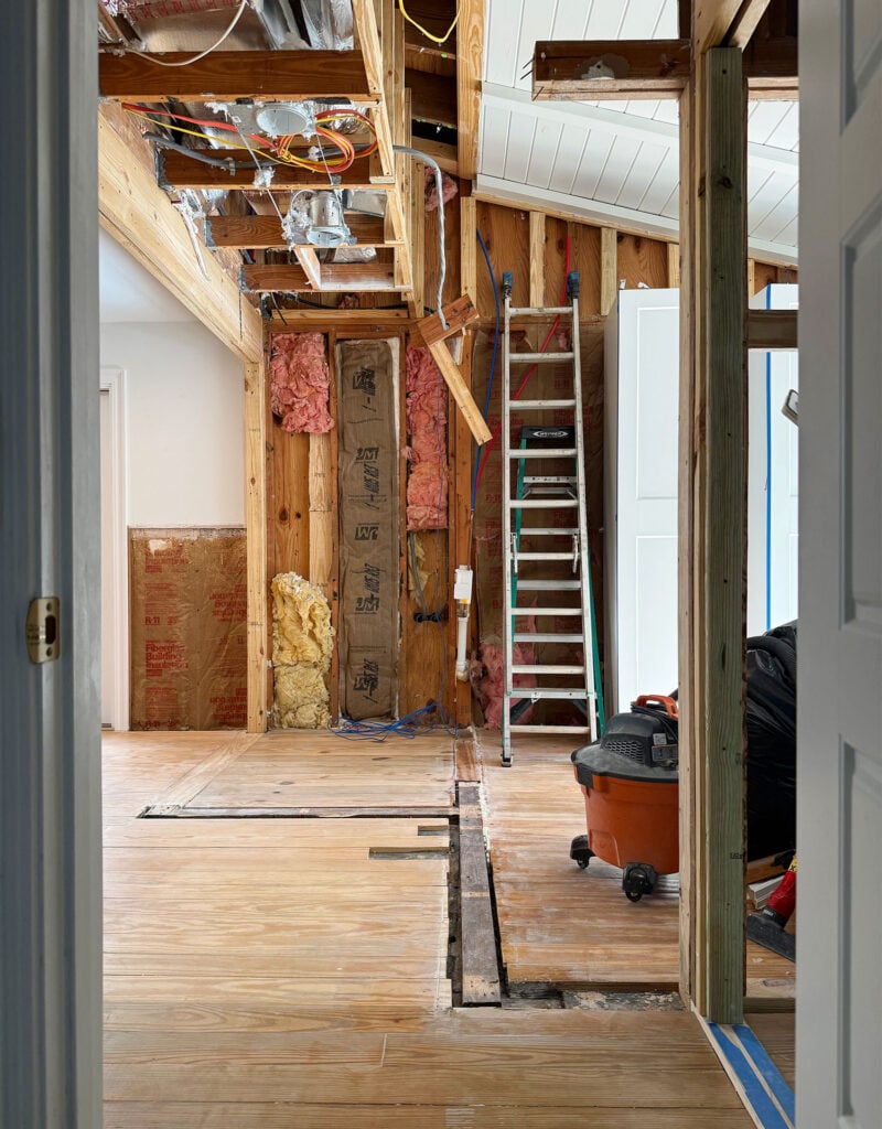 View From Existing Bathroom To New Living Area