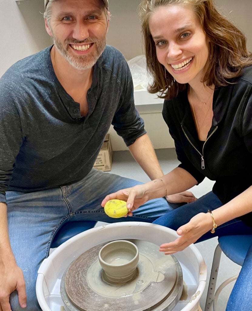sherry-john-at-pottery-class-831x1024-1 John and Sherry At Pottery Wheel Together