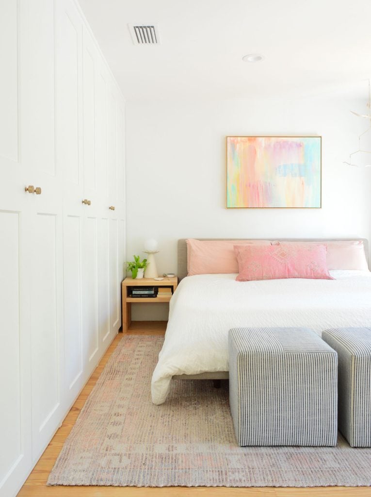 bedroom-pax-wardrobe-three-closets-with-king-bed-765x1024-1 Bedroom With Wall Of Ikea Pax Wardrobe Along Side
