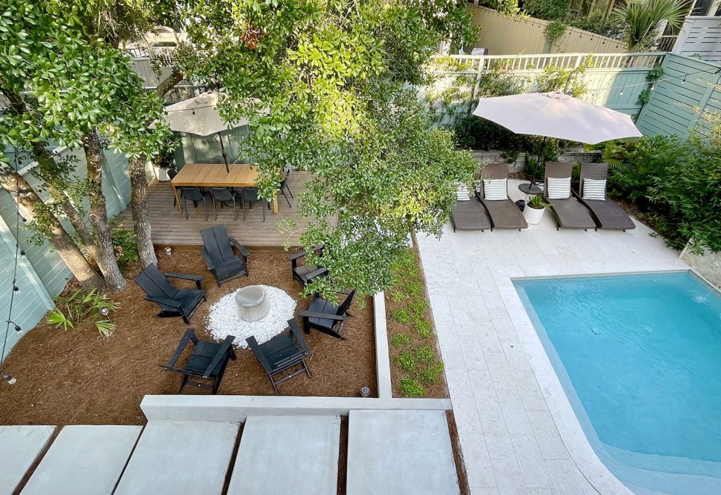 bigger-pool-backyard-overhead-straight-1024x703-1 Overhead View Of Backyard Straight On With Large Concrete Paver Stones