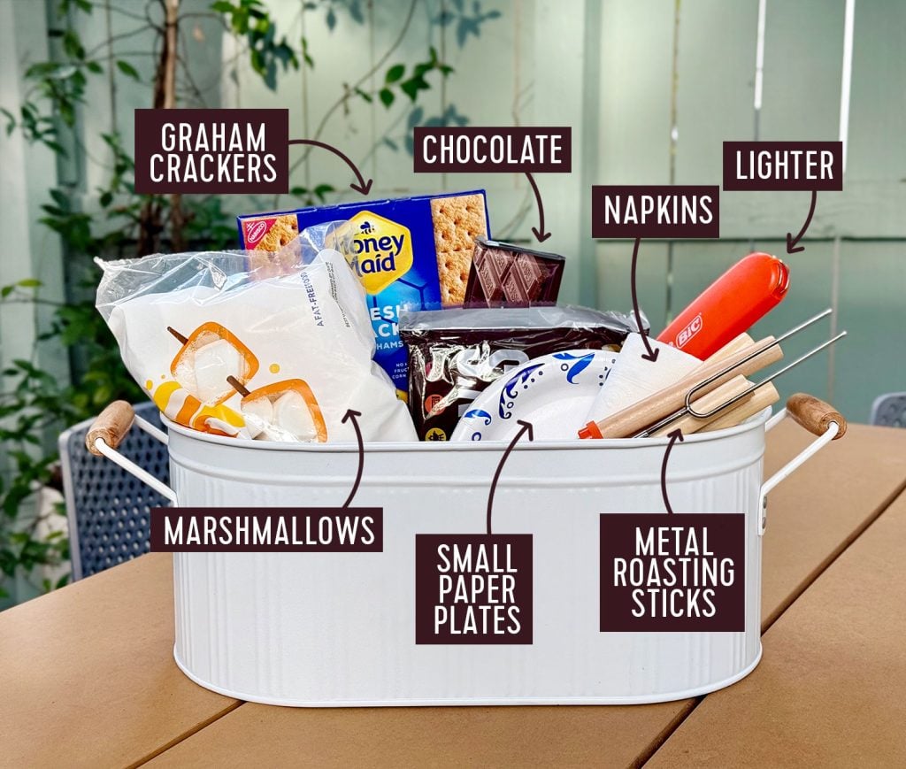 smores-supply-kit-labels-1024x869-1 Smores Supply Kit In Metal Tin With Ingredients Lighter Plates Napkins And Metal Roasting Sticks
