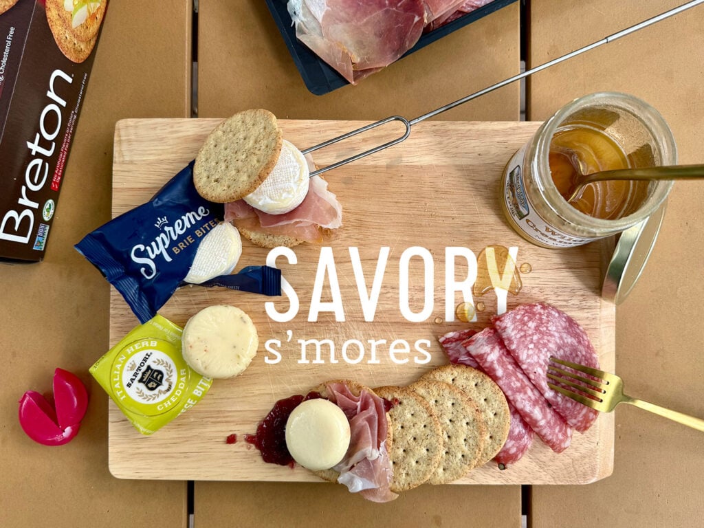 smores-tablescapes-2-1024x768-1 Upraded Savory Smores With Cheeses Bri Crackers Proscuitto Salami and Honey