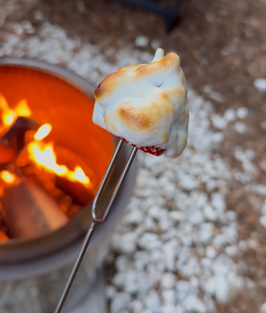 strawberry-with-marshmallow-fluff-over-fire-2-870x1024-1 Toasted Marshmallow Fluff With Whole Strawberry Over Firepit