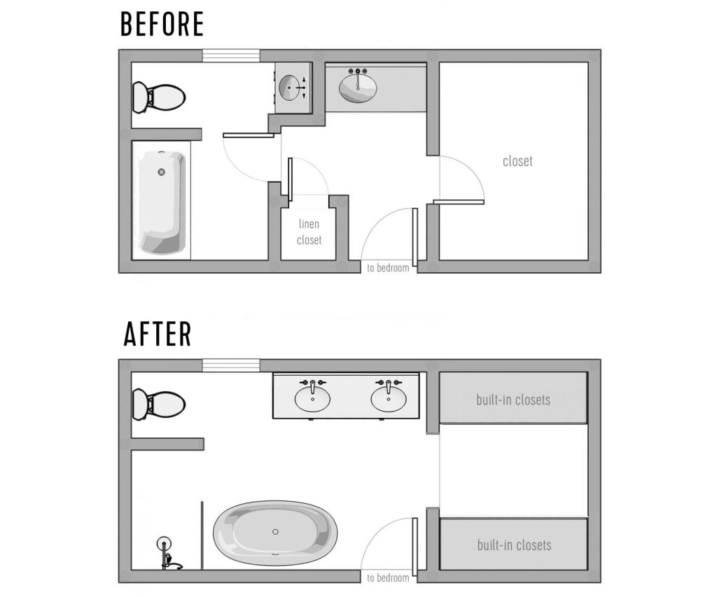 bathroom-floor-plan-changes-before-after-1024x853-1 Before And After Bathroom Layout Floor Plans