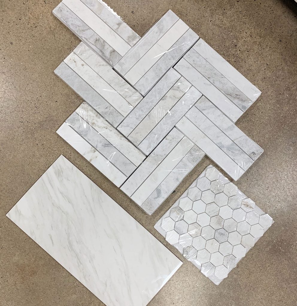 bathroom-tile-options-laid-out-992x1024-1 Marble Tile Options Laid Out For Bathroom Renovation
