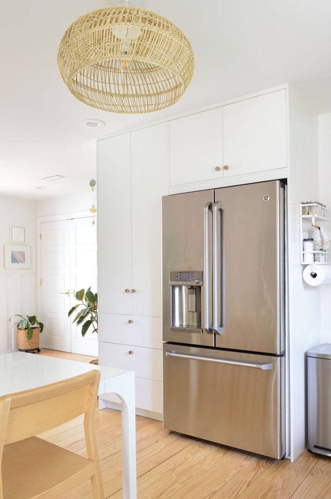 beachy-kitchen-pantry-closed-681x1024-1 White Ikea Kitchen Pantry Cabinets To Ceiling Build Around Refrigerator