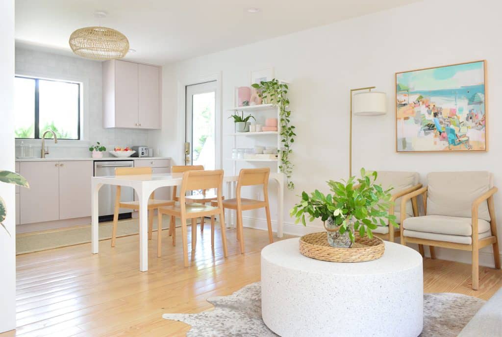 beachy-kitchen-with-seating-area-from-door-1024x688-1 Seating Area With Round Coffee Table Next To Mauve Ikea Kitchen