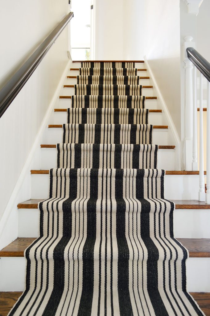 black-white-striped-stair-runner-after-681x1024-1 Black and White Striped Stair Runner After