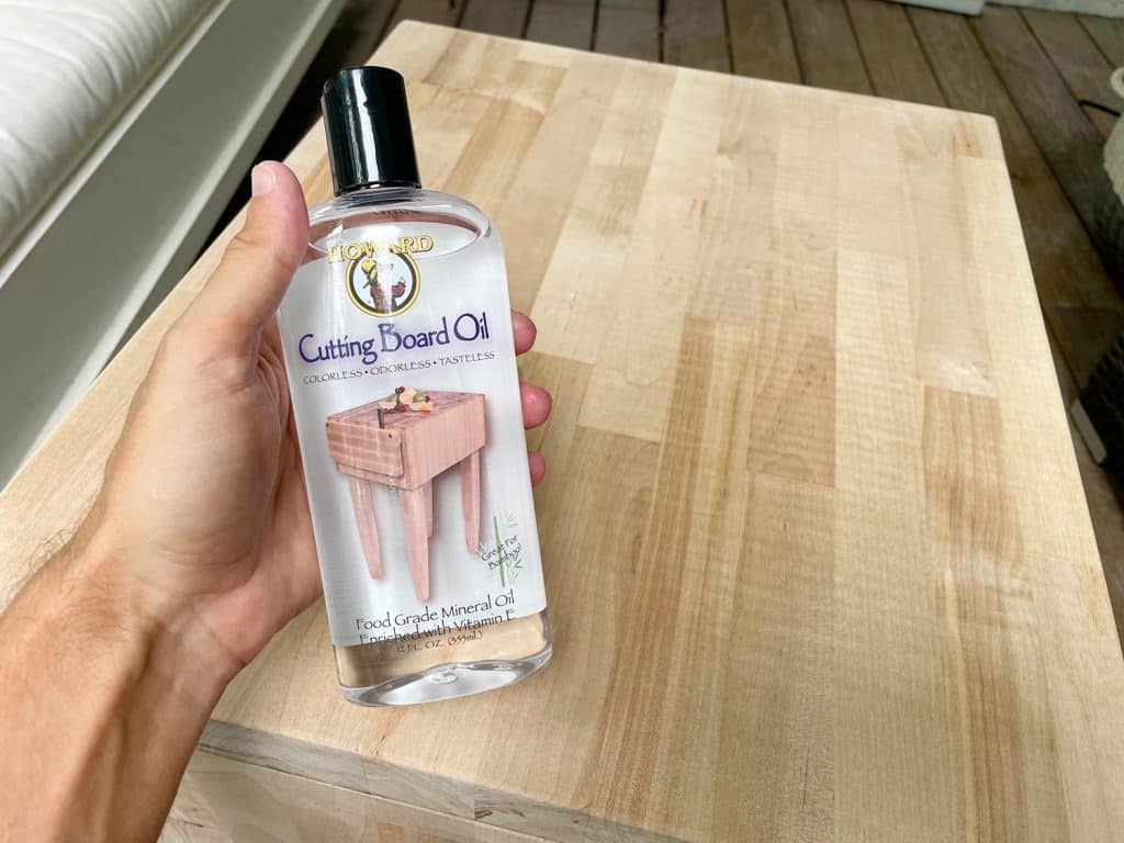 butcher-block-nightstand-cutting-board-oil-1024x768-1 Cutting Board Oil Bottle Before Applying To DIY Butcher Block Nightstands