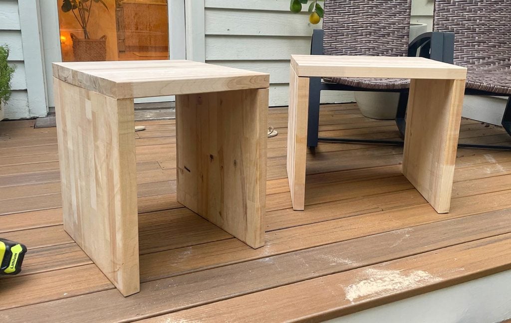 butcher-block-nightstands-propped-up-1024x648-1 DIY Nightstands Roughly Assembled From Butcher Block