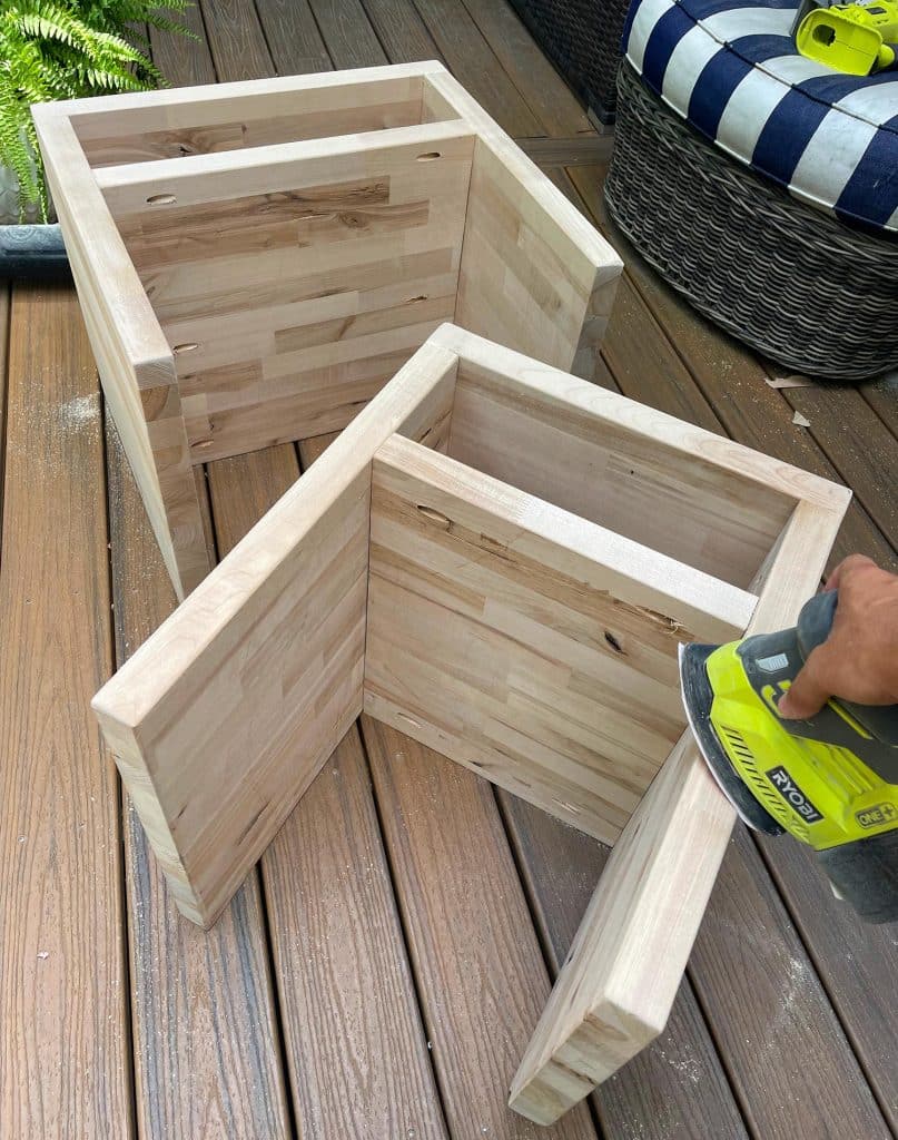 butcher-block-nightstands-sanding-807x1024-1 Sanding DIY Butcher Block Nightstands With Mouse Sander