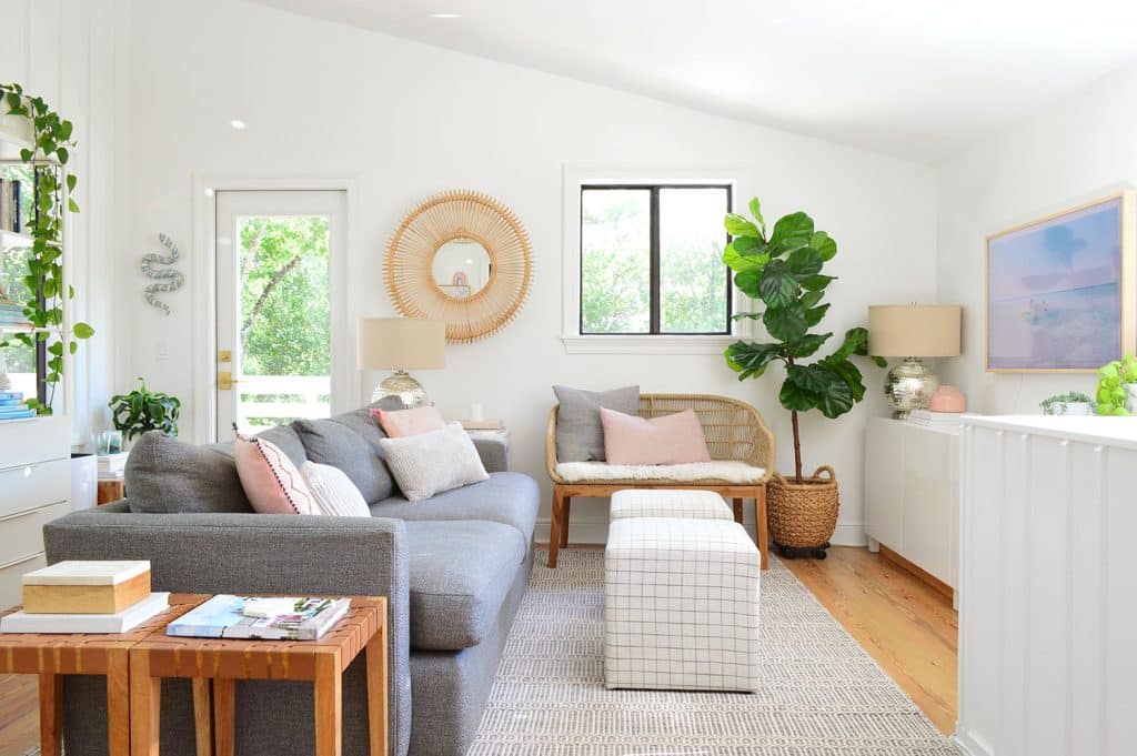 downsized-items-family-room-couch-1024x681-2 Family Living Room With Crate Barrel Loft Sofa and Woven accents