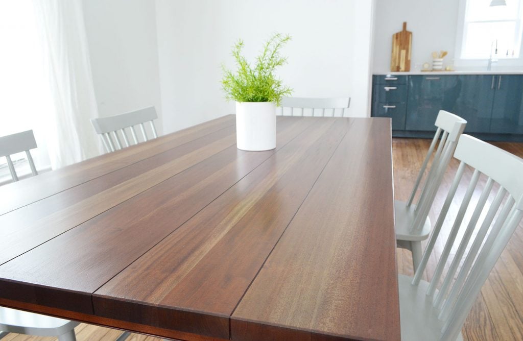 duplex-dining-table-pink-side-after-close-angle-1024x668-1 Refinished Dining Table With New Darker Stain Applied