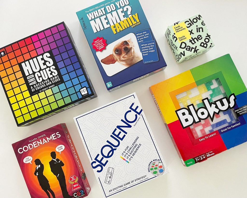 favorite-family-board-games-4-person-games-1024x821-1 Best 4 Person Board Grames Hues And Clues What Do You Meme Family Cards Against Humanity Family Codenames Sequence Blokus