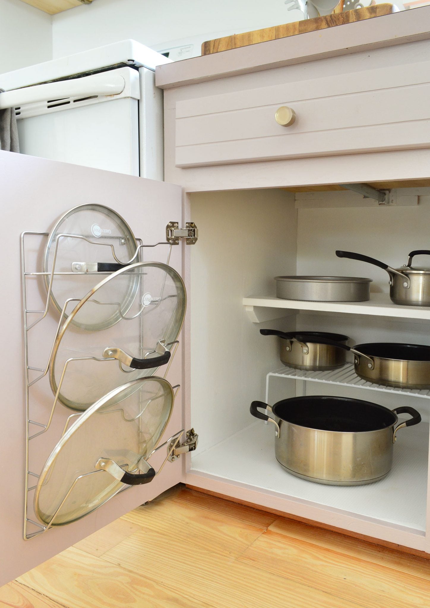 florida-kitchen-organization-pan-cabinet-scaled-1 Before Photo Of Pots And Pan Cabinet With On Door Lid Storage Wire Rack