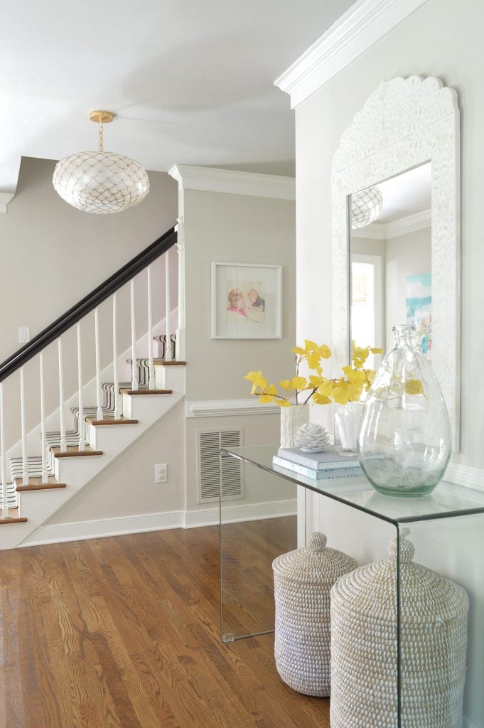 foyer-new-light-from-office-681x1024-1 neutral foyer beachy capiz light gingko leaf
