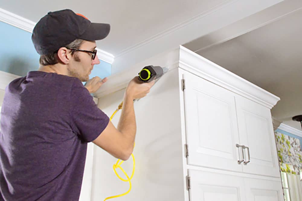 kitchen-crown-john-nailing-crown Adding Crown Molding To Kitchen Cabinets