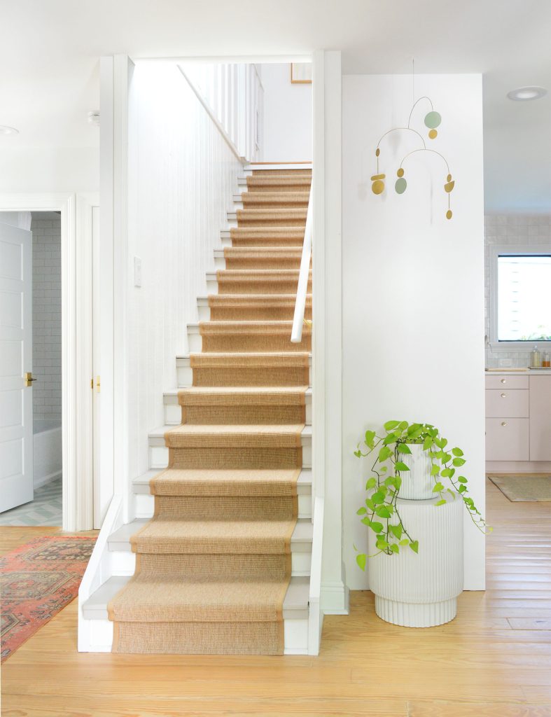 kitchen-stairs-from-doorway-787x1024-1 Stairway With Jute Stair Runner In Small Home