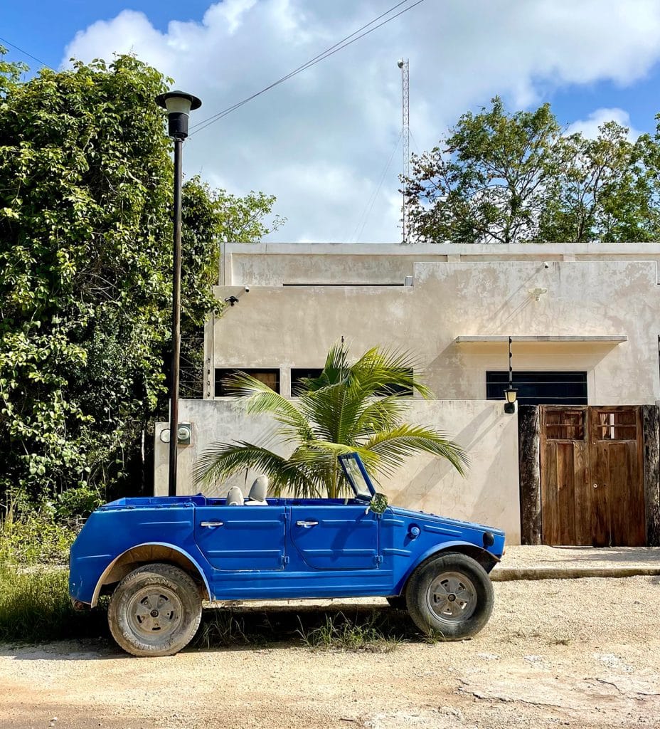 mexico-with-kids-blue-truck-in-tulum-928x1024-1 Home In Tulum Mexico With Gate And Electric Fencing