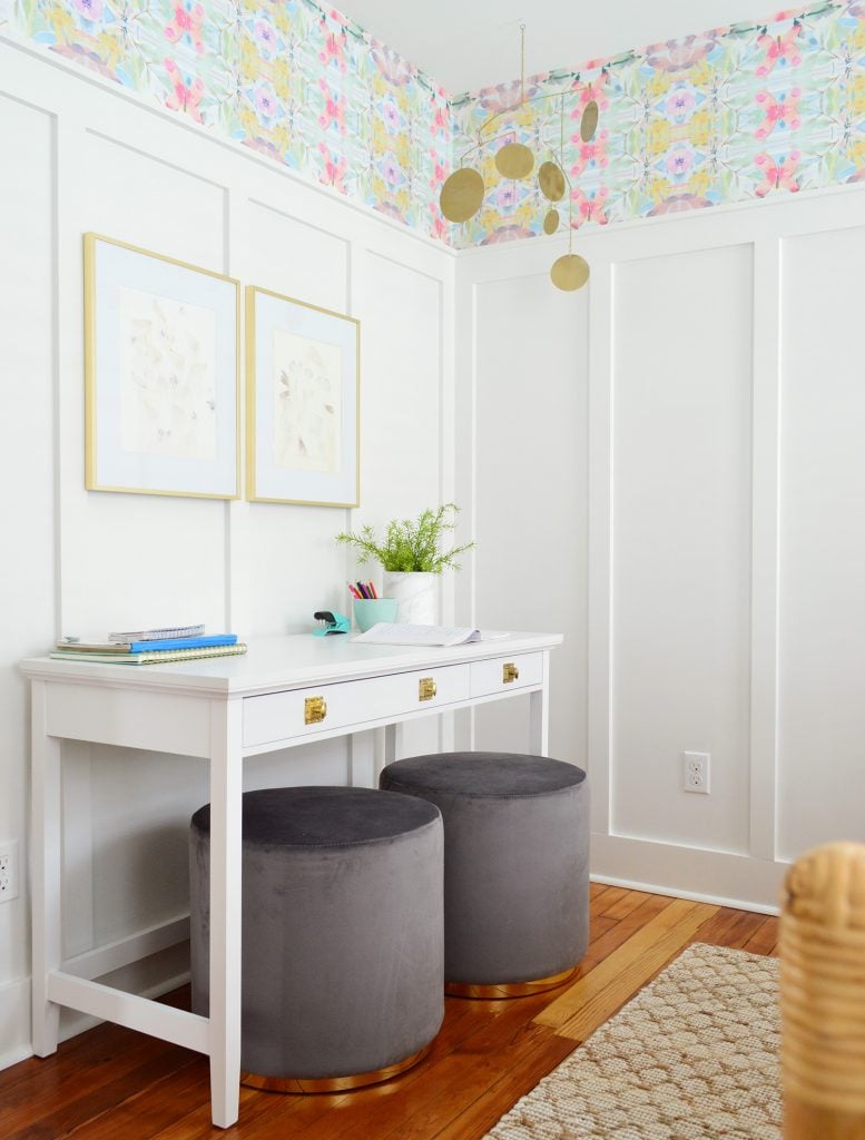 middle-bedroom-after-desk-full-777x1024-1 White Writing Desk Against White Board And Batten With Pouf Ottoman Seats
