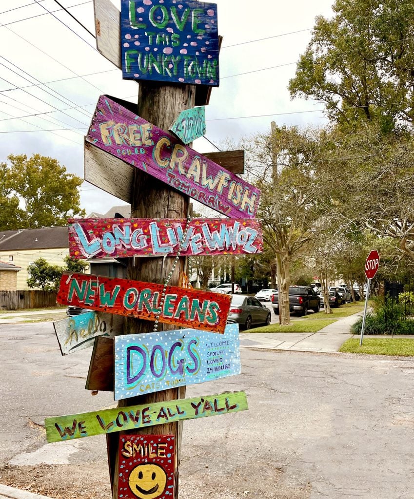new-orleans-painted-signed-post-849x1024-1 Colorful Painted Signs On Street Post In New Olreans Garden Distrcit