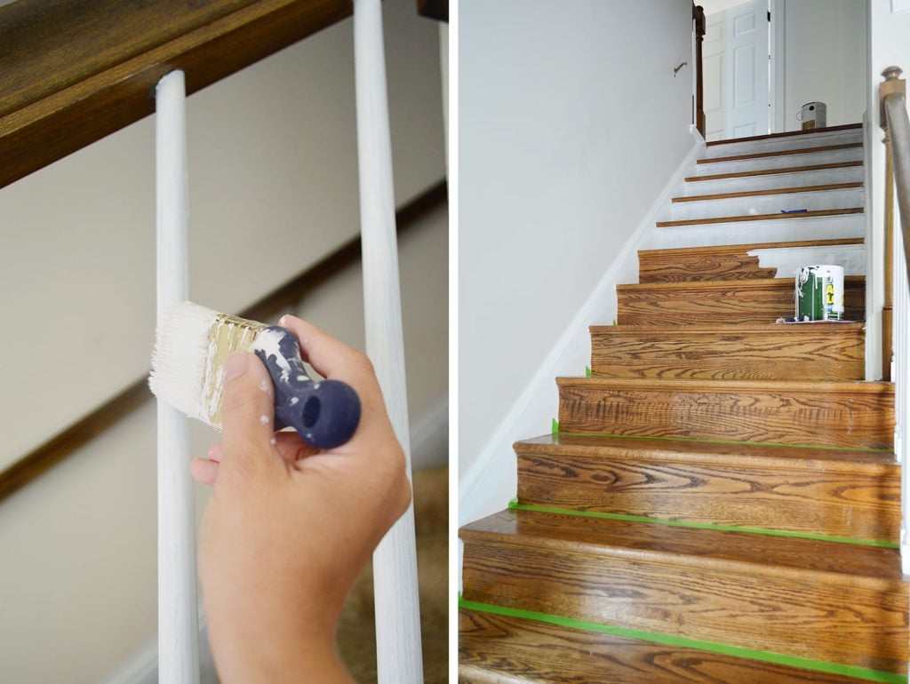 painting-stair-riser-and-baluster-1024x770-1 Side by Side of Painting Railing Baluster and Stair Riser White