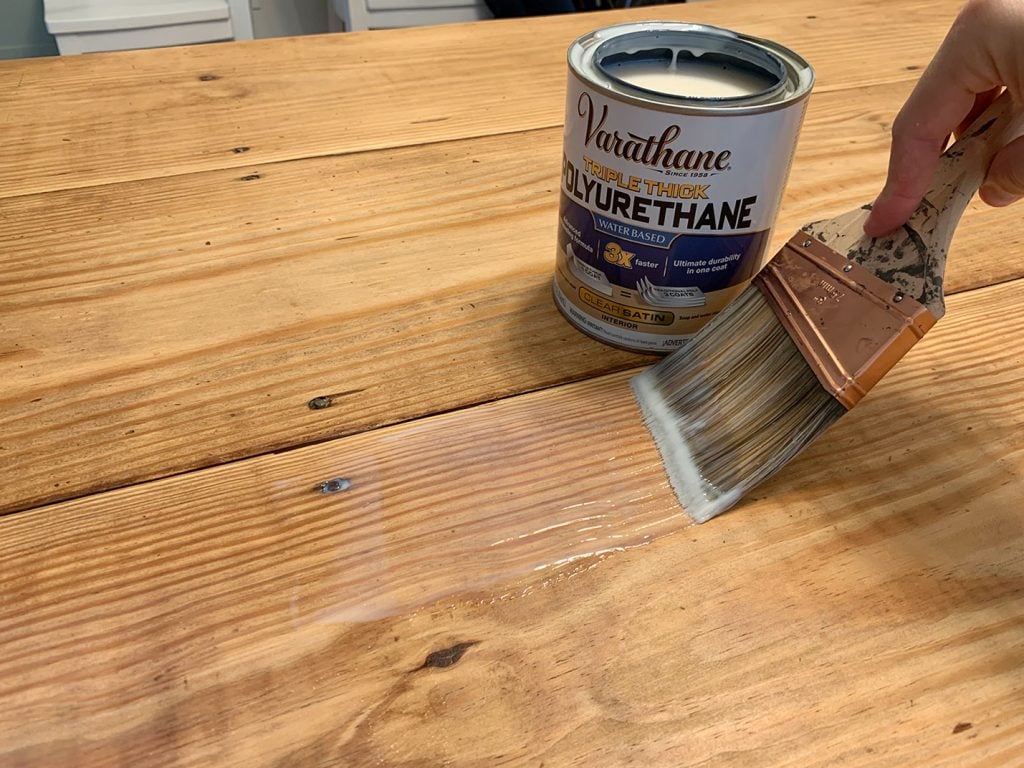 refinishing-duplex-dining-table-farmhouse-triple-thick-1024x768-1 Clear Sealer Being Applied To Wood Dining Table With No Stain