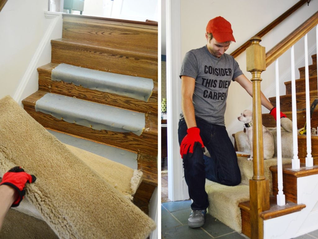 removing-old-stair-runner-1024x770-1 Side By Side Of Process Of Removing Old Carpet From Stairs