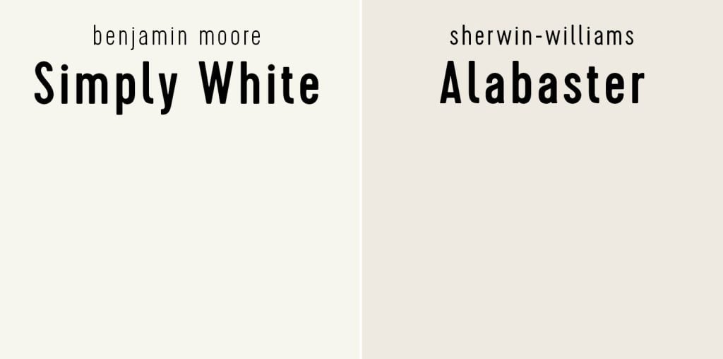 simply-white-vs-alabaster-1024x508-1 Benjamin Moore Simply White vs Sherwin-Williams Alabaster