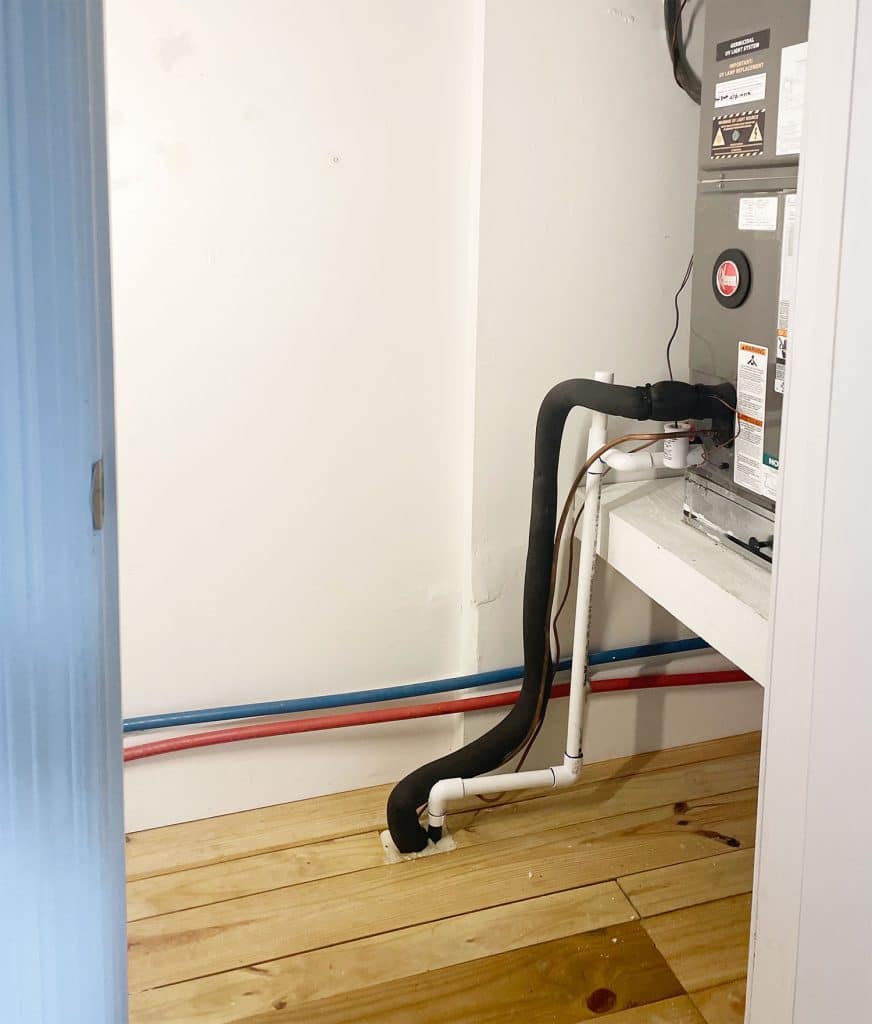 utility-closet-bent-hvac-pipe-872x1024-1 HVAC Wiring Moved In Utility Closet To Make Room