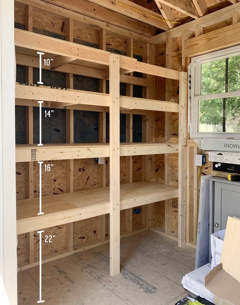 beach-shed-organization-shelves-done-with-measurements-805x1024-1 Spacing of heavy duty DIY shelves in beach house shed