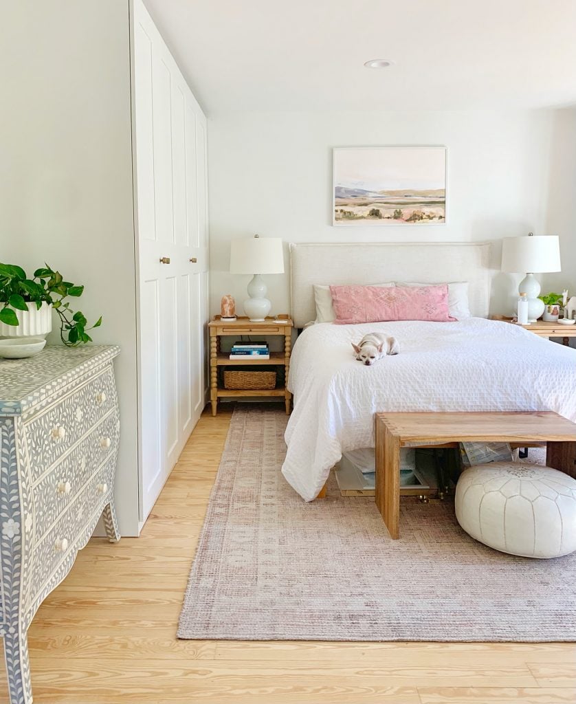 bedroom-facing-bed-no-more-doors-838x1024-1 Bed next to wall of Ikea Pax wardrobes