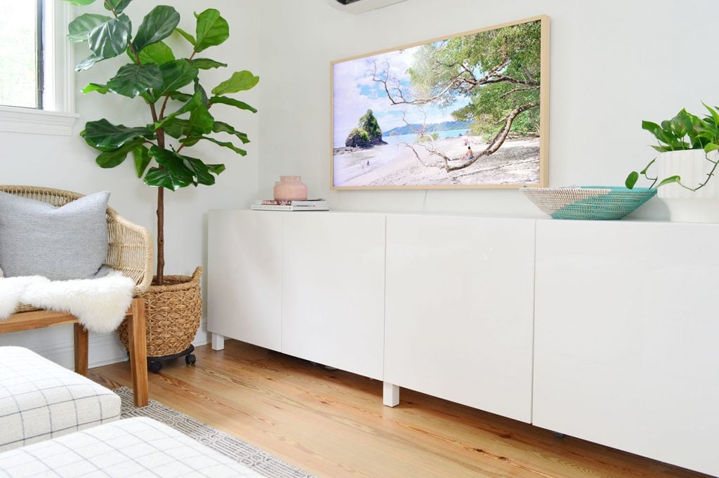 besta-cabinets-family-room-detail-closed-1024x681-1 Two White Ikea Besta Cabinets As Long Media Console Under TV