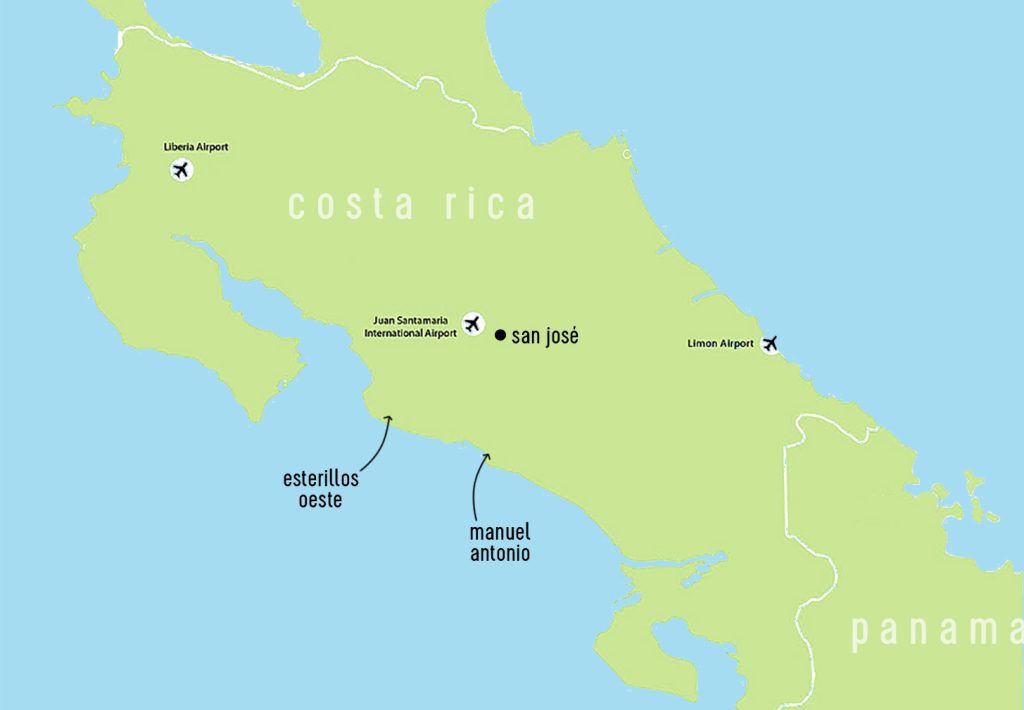 costa-rica-vacation-map-close-up-1024x710-1 Costa Rica Map With Esterillos Oeste and Manuel Antonio labeled