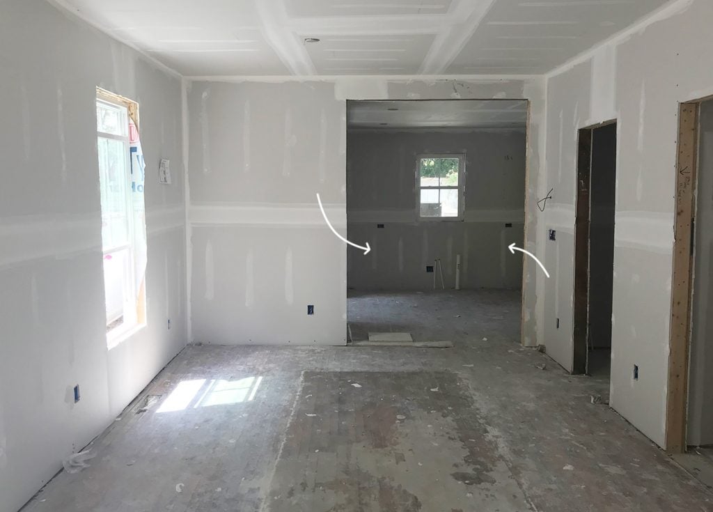 duplex-kitchen-shelves-drywall-studs-marked-1024x735-1 Unfinished Drywall In Kitchen Renovation With Stud Location Marked