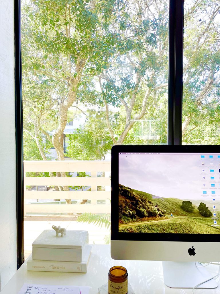 family-room-desk-view-trees-out-window-768x1024-1 iMac Computer In Front Of Large Picture Window In Upstairs Modern Family Room