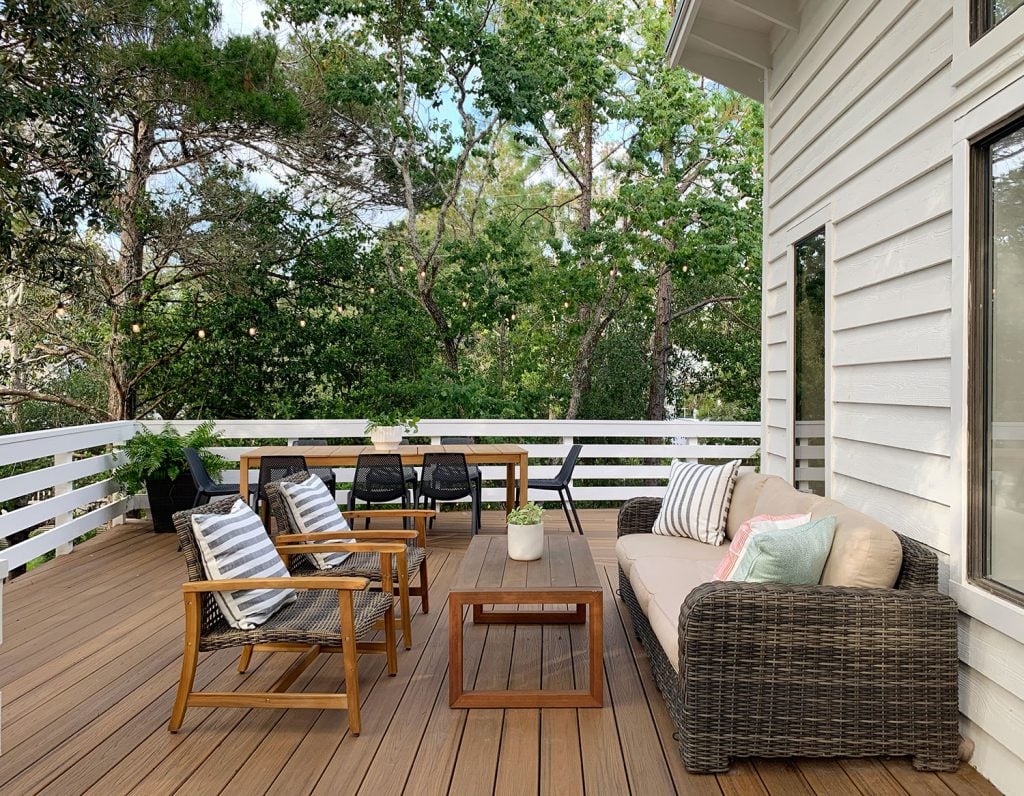 florida-deck-seating-dining-full-1024x796-3 Deck Seating Area With Outdoor Couch Table And Two Woven Lounge Chairs