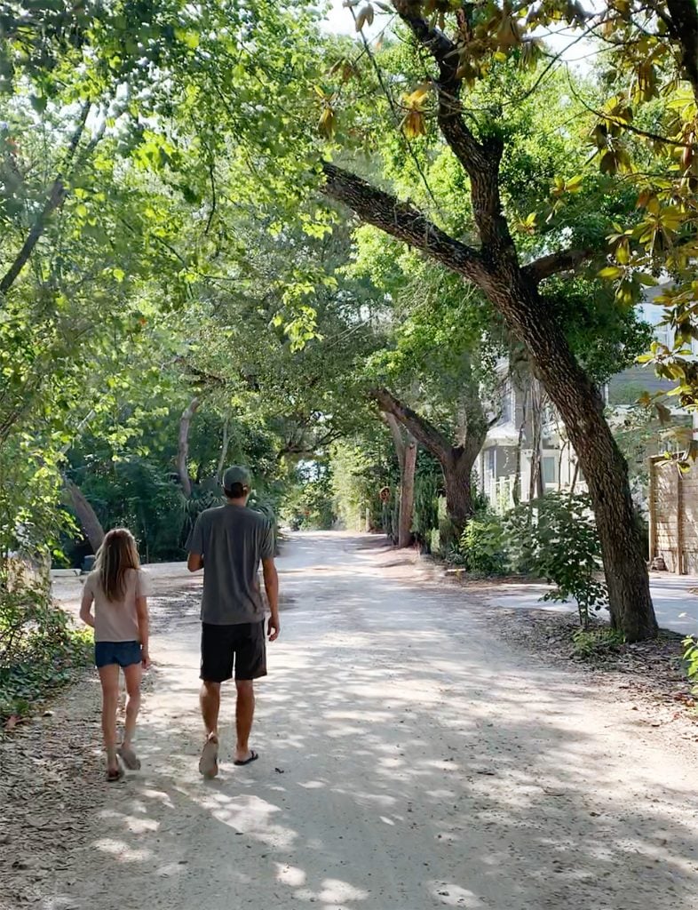 florida-walking-outside-wooded-street-786x1024-2 John and daughter walking in tree covered neighborhood