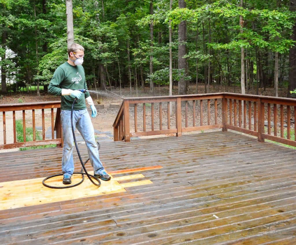 how-to-strip-a-deck-john-misting-1024x847-1 John misting wood deck to keep chemical stripper wet