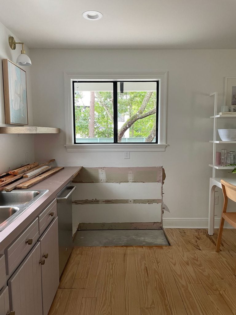 kitchen-porch-window-from-inside-before-768x1024-2 Photo from inside kitchen when cabinetry was torn out to make way for new door