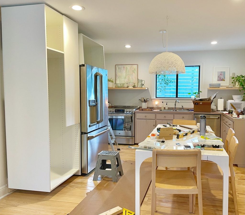 kitchen-update-pantry-mid-process-1024x899-1 Ikea Kitchen Pantry In Progress With Frame Built And Doors Still Off