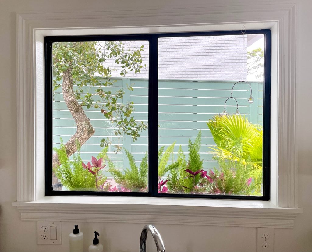 kitchen-update-window-box-1024x827-1 View Through Kitchen Window With Window Box And Tropical Plants