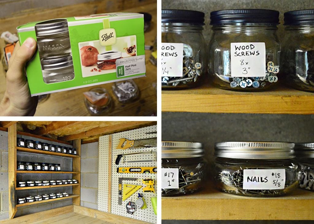 mason-jar-nail-screw-storage-1024x732-1 Collage of mason jar storage in shed to contain nails and screws