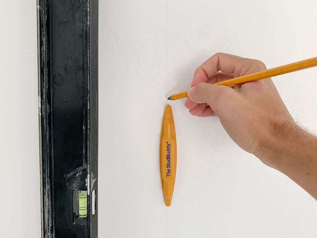 rainbow-stripe-wall-marking-studs-1024x768-1 Hand Marking Vertical Level Line On Wall Using StudBuddy Stud Finder