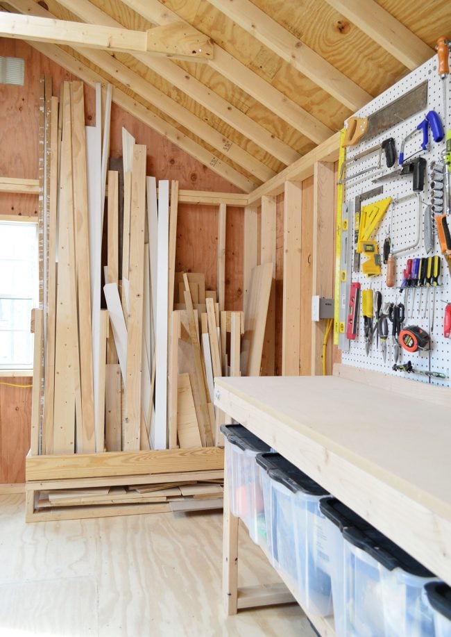 shed-storage-scrap-wood-organizer-after-with-table-650x917-1 shed storage ideas garage storage ideas