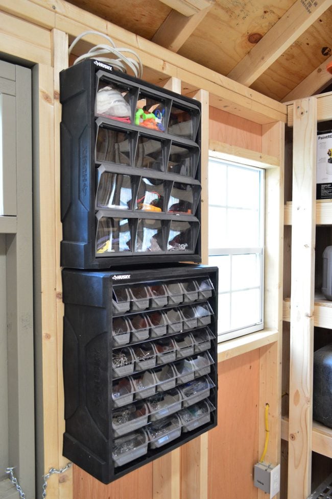 shed-storage-small-space-organizer-closer-650x978-1 shed storage ideas small part organizers nails screws