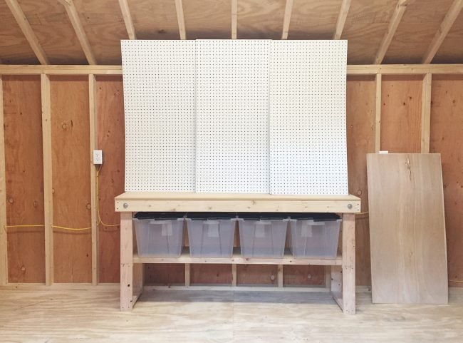 shed-storage-worktable-pegboards-before-650x481-1 shed storage ideas worktable home depot