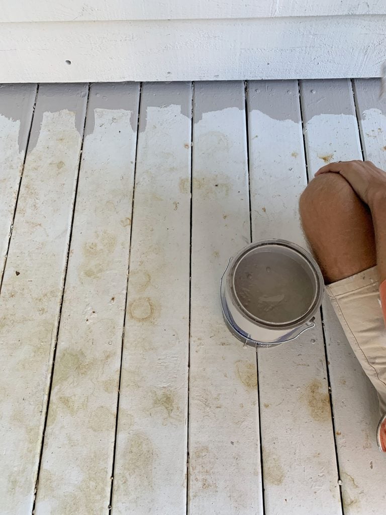 side-porch-stained-floor-painting-768x1024-1 White painted porch floor stained with leaf marks