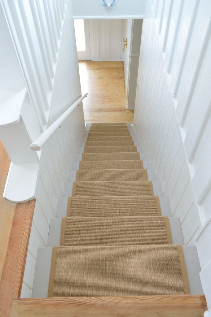 sisal-stair-runner-detail-from-top-681x1024-1 Straight Down View Of Finished Sisal Stair Runner From Above