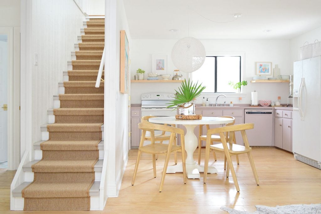 sisal-stair-runner-horizontal-kitchen-sisal-stairs-1024x681-2 Kitchen With Mauve Cabinets And Stairs With Sisal Runner